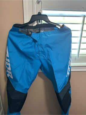 Thor Men's Blue and Black MX Riding Pants